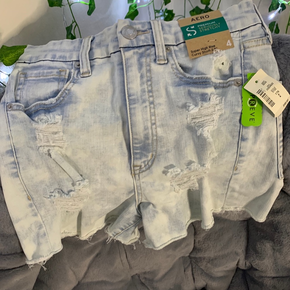 Super High Rise Light Wash Shorts